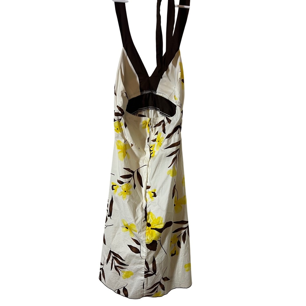 Speechless Halter Dress Size‎ 7 Y2K Floral Empire Waist White Yellow Brown - Picture 6 of 9